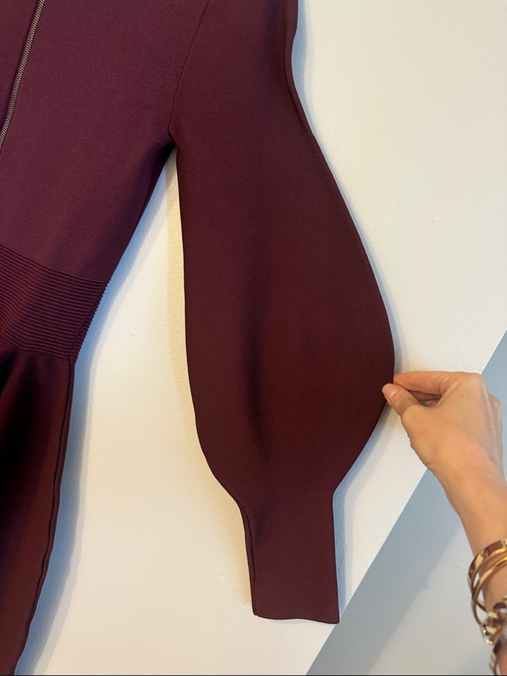Ted Baker Burgundy High-Neck Fit & Flare Mini Dress - Picture 6 of 12